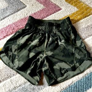 Lululemon Women’s Running Shorts, Hotty Hot, Green Camo, Size 2